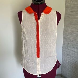 Anthropologie: Postcard Sleeveless Button Up Blouse (Size S)